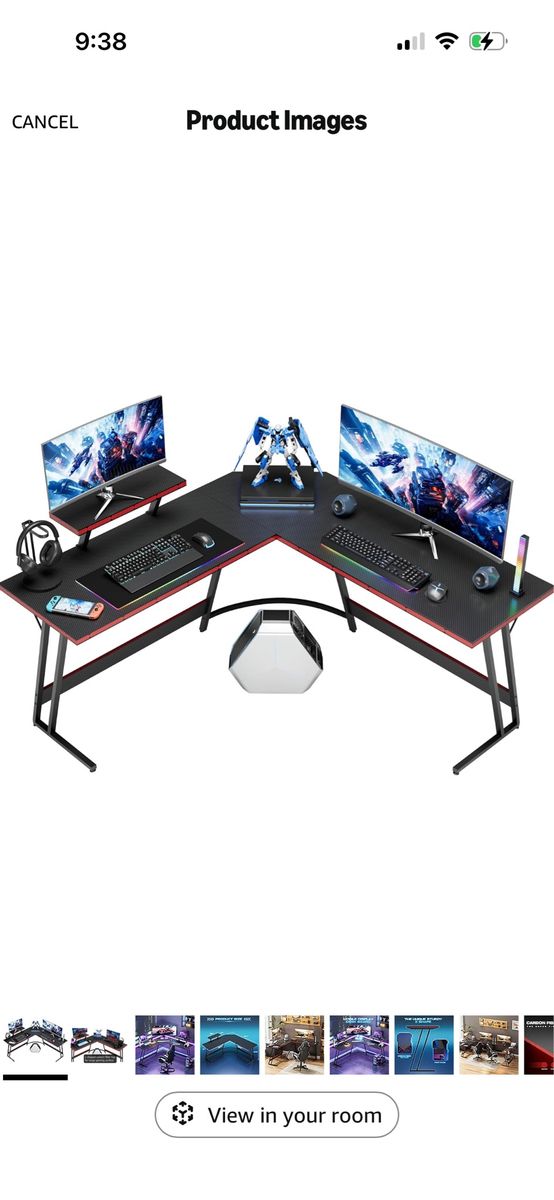 L-shaped corner desk with monitor stand