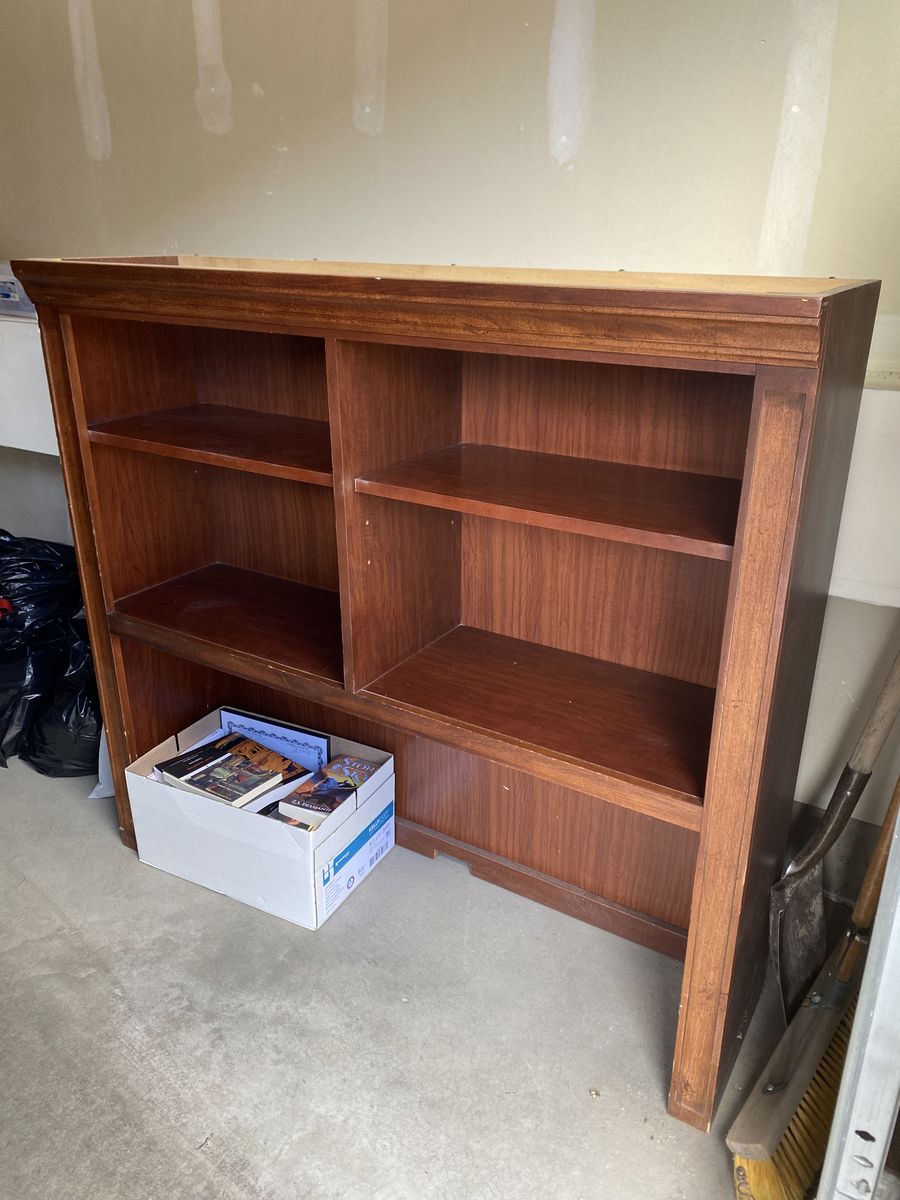Wooden desk and hutch