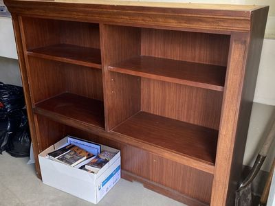 Wooden desk and hutch