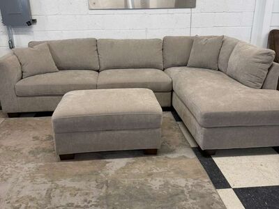 COSTCO THOMASVILLE WALSEN 3-PIECE FABRIC SECTIONAL W/ STORAGE OTTOMAN!