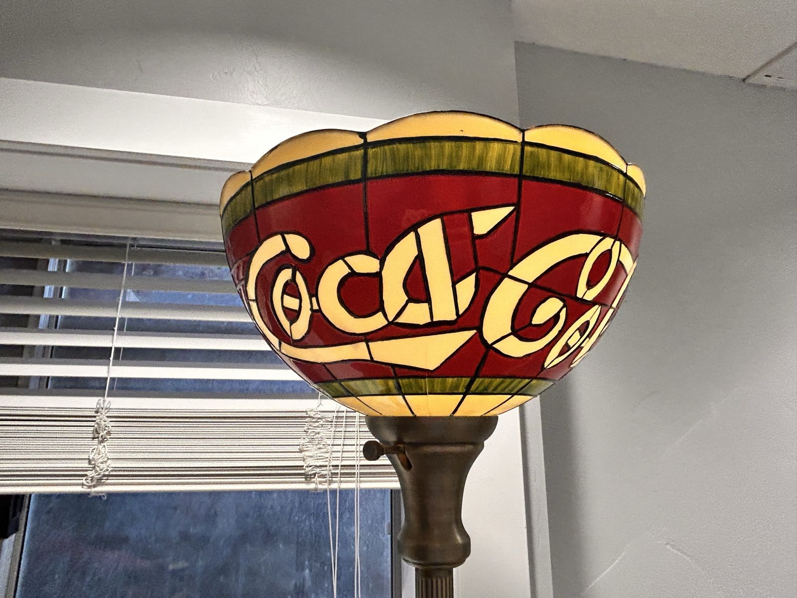 Vintage Coca-Cola Tiffany Style Torchiere Floor Lamp