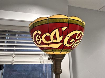 Vintage Coca-Cola Tiffany Style Torchiere Floor Lamp