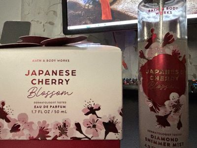 Bath & Body Works Japanese Cherry Blossom Mini Perfume 1.7 fl oz. With box and shimmer spray