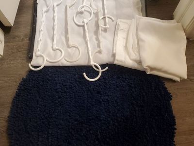 Moving! Bathroom Shower Curtain & Rug Bundle FCFS