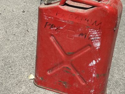 Vintage Blitz 5 Gallon Red Metal Jerry Can Gas Fuel Can