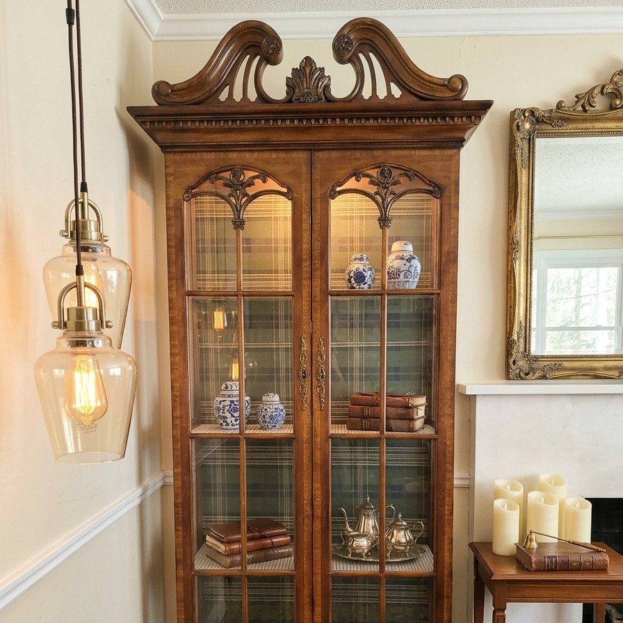 Handsome Gothic Chippendale Style Display Cabinet