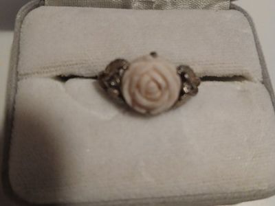Carved Rose Floral Ring with Accents