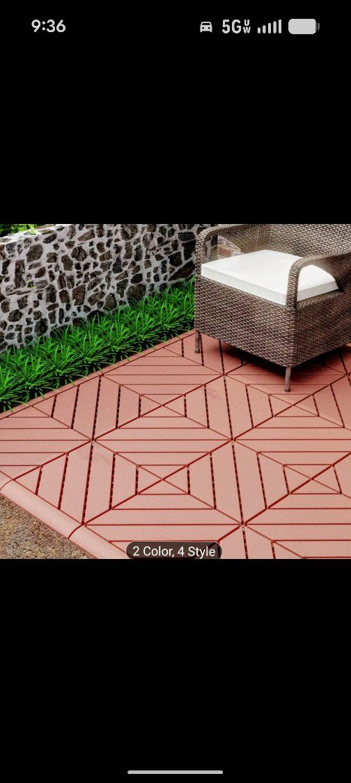 NEW IN BOX INTERLOCKING TILES FOR OUTDOOR DECKING OR OTHER AREA. 58 PC 12X12 TILES.