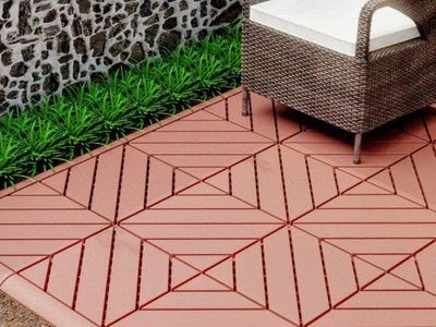 NEW IN BOX INTERLOCKING TILES FOR OUTDOOR DECKING OR OTHER AREA. 58 PC 12X12 TILES.