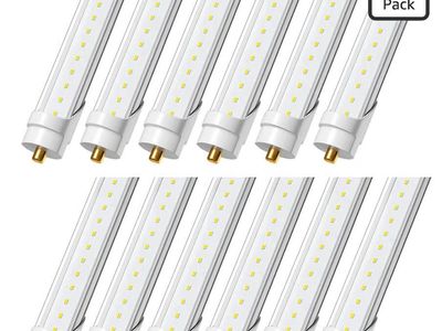 8 Foot Led Lights, 5850LM,Ballast Bypass,6000k Clear Cover(12 Pack