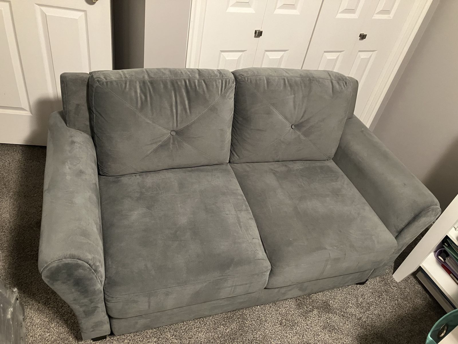 Gray compact loveseat