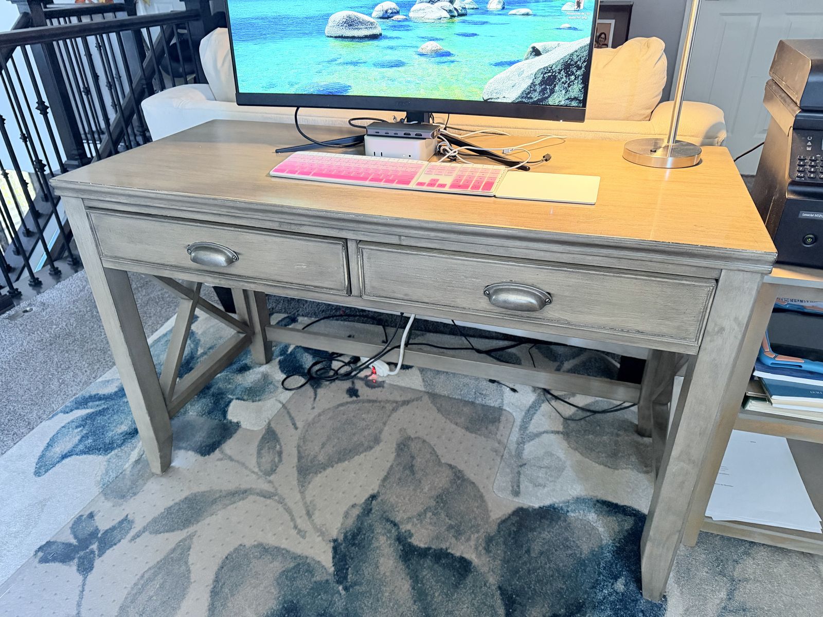 FUNCTIONAL DESK WITH STORAGE DRAWERS & BUILT-IN POWER OUTLET – EXCELLENT CONDITION!