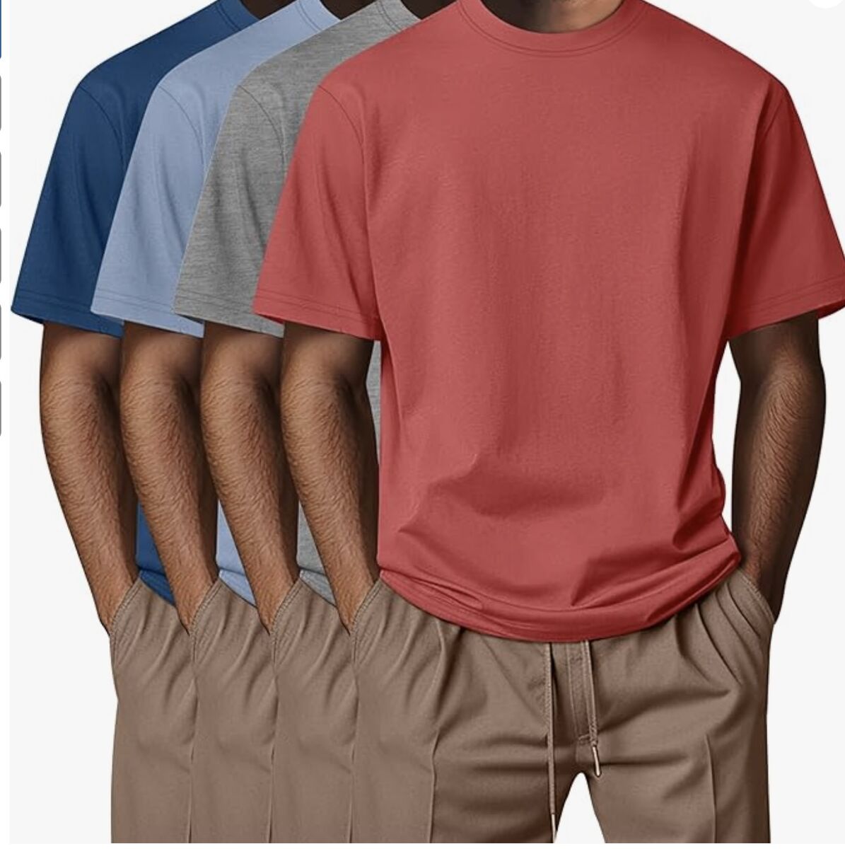 New Neer 4 Pack Men's Big and Tall Shirts Summer Cotton Short Sleeve Tee T Shirts