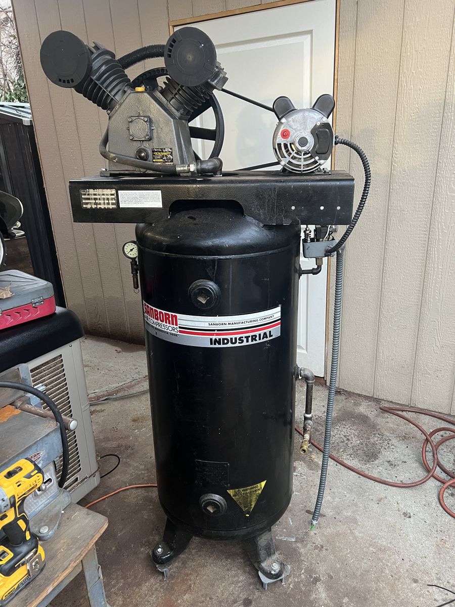 Sanborn Industrial 60-Gallon Vertical Air Compressor — $300 OBO (As-Is / Needs Repair)
