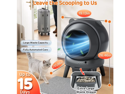 New Automatic Cat Litter Box Self Cleaning, 100+15L Large Size Litter Box