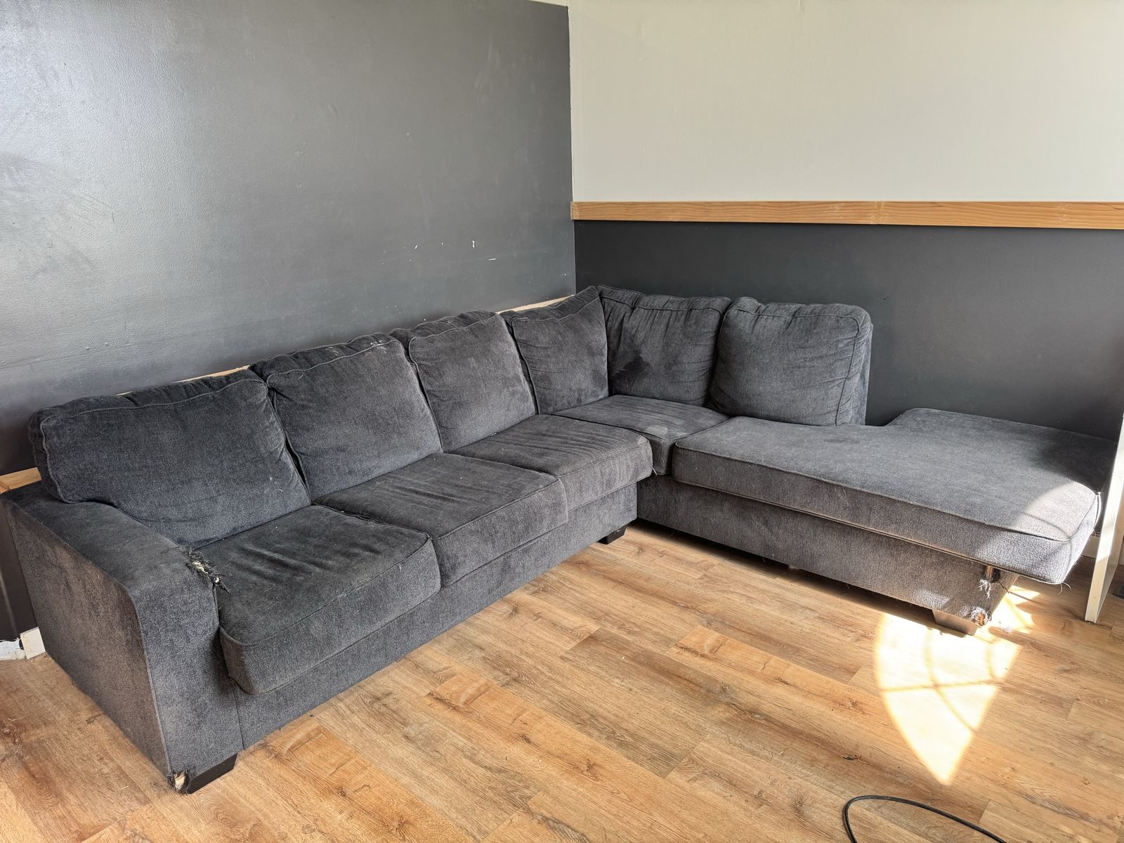 Ashley Furniture Dark Blur Sectional Couch with Chaise