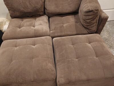 8 piece sectional couch - grey waffle fabric