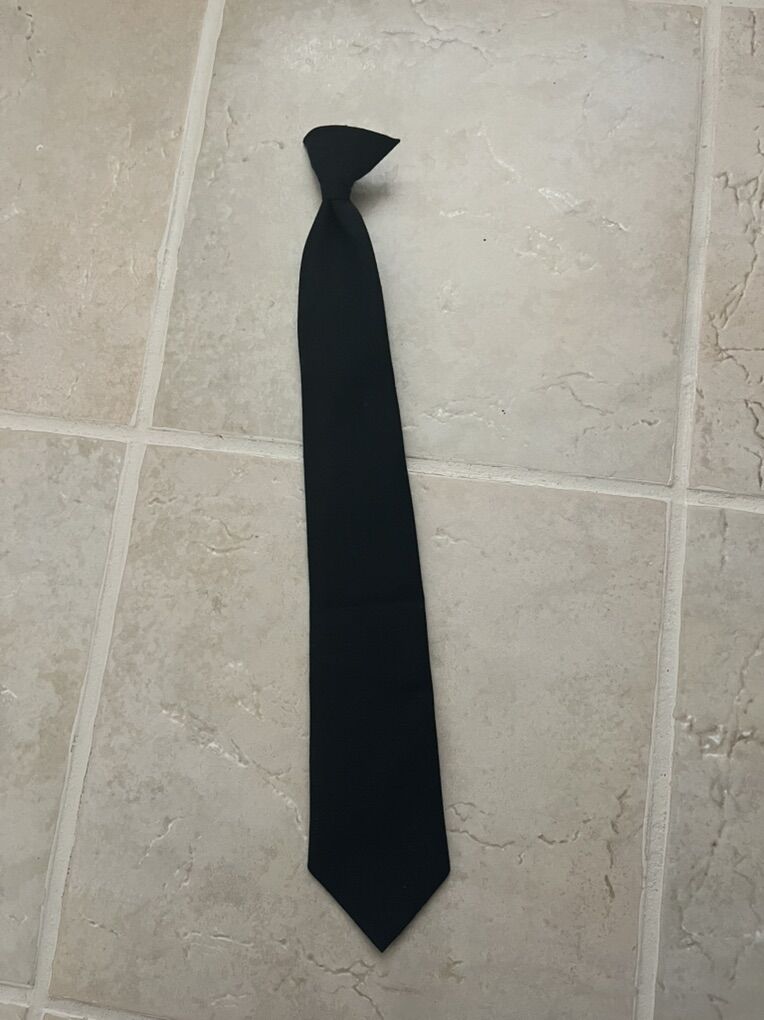 Black clip on uniform tie 75% polyester 25% wool