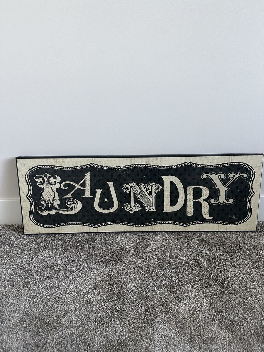 Laundry Room Wall Decor Vintage Style Black & White Sign