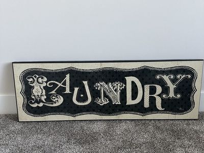 Laundry Room Wall Decor Vintage Style Black & White Sign