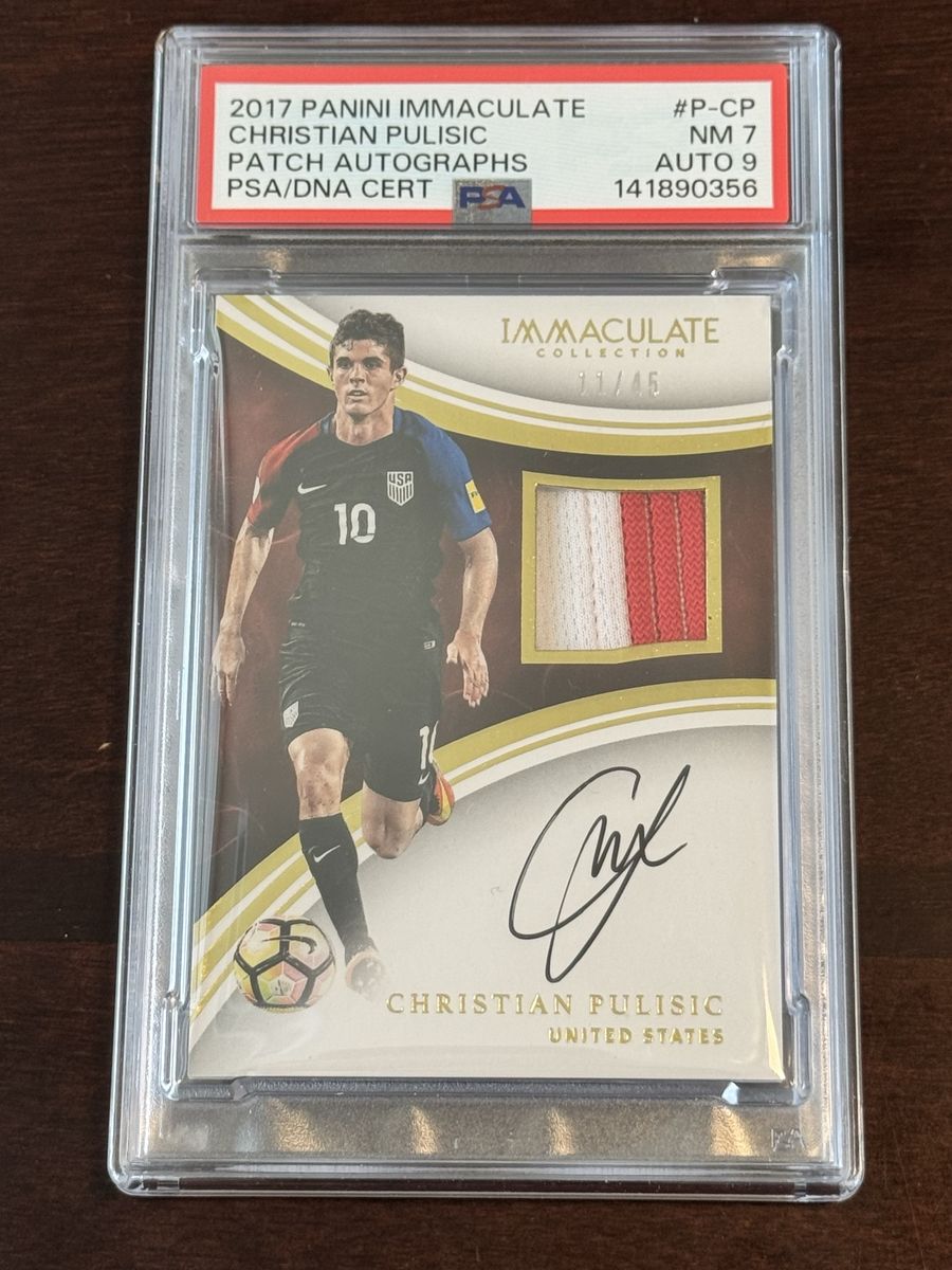 2017 Panini Immaculate Christian Pulisic Patch Autograph /45 USA PSA 7 Auto 9