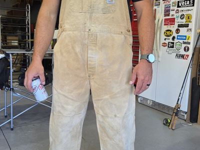 Vintage Carhartt R01 BRN Men's Bib Overalls 42x30 Tan Duck Canvas Workwear Durable