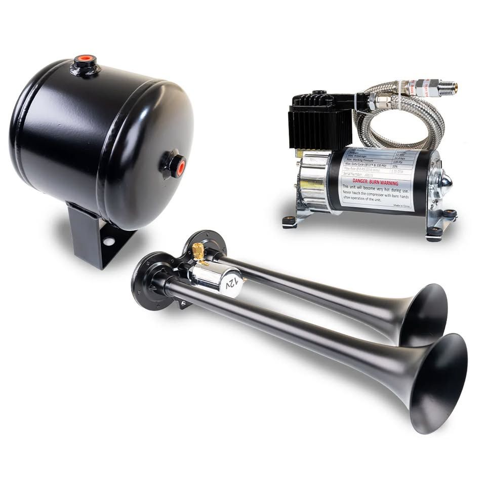 Kleinn HKUTV Horn ProBlaster Dual Air Horn Kit - 152dB Train Horn w/ Compressor & Inflator