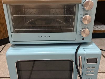 Galanz Toaster Oven & Microwave Set - Retro Blue, Countertop Appliances