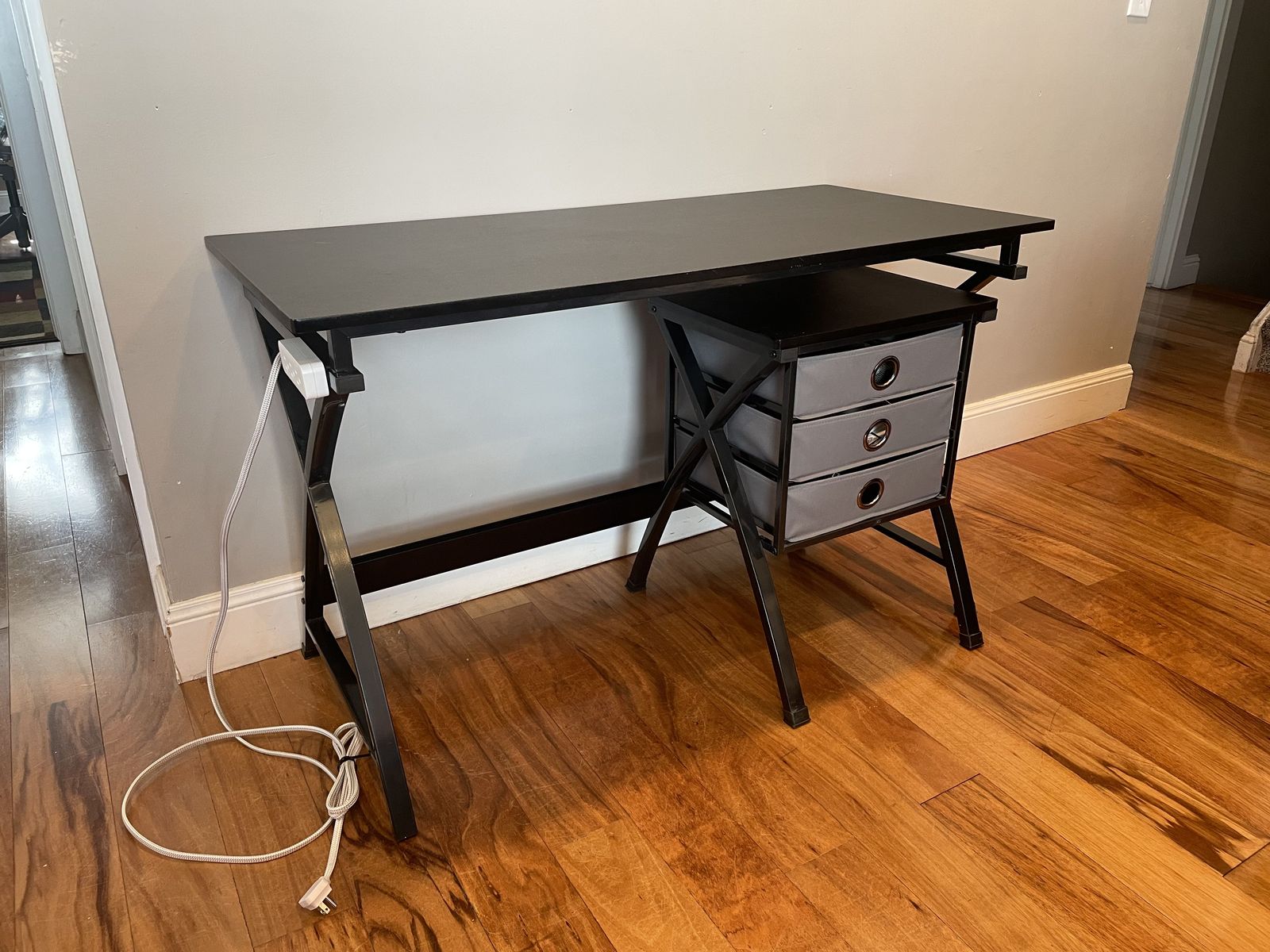 Desk and Matching Canvas Drawers + Outlet Extension