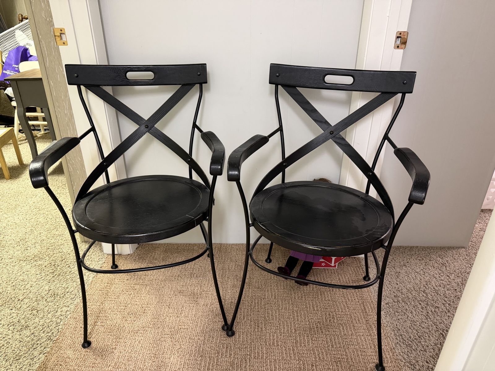 World Market Black Dining Arm Chairs - Set of 2