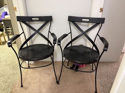 World Market Black Dining Arm Chairs - Set of 2