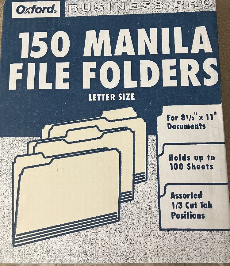 150 Oxford File Folders (Full Box)