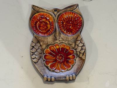 Vintage 70s TREASURE CRAFT OWL Spoon Rest California Made USA