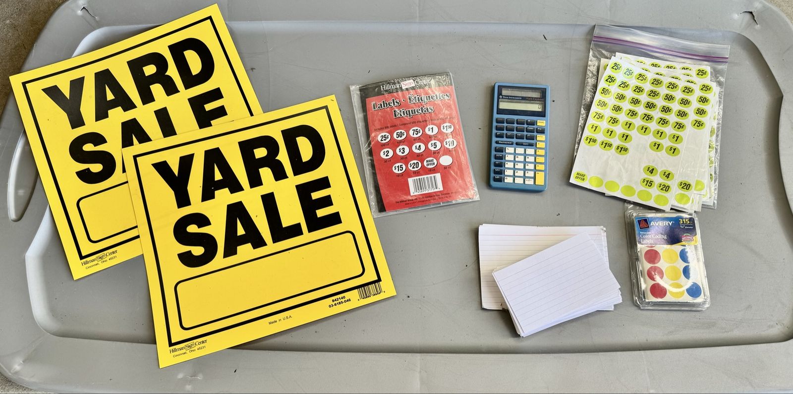 Yard Sale Supplies