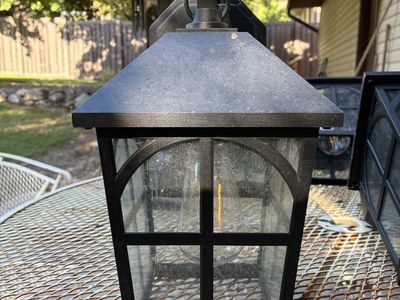 Set of 5 Black Outdoor Wall Lantern Sconces - Glass & Metal Lighting Fixtures