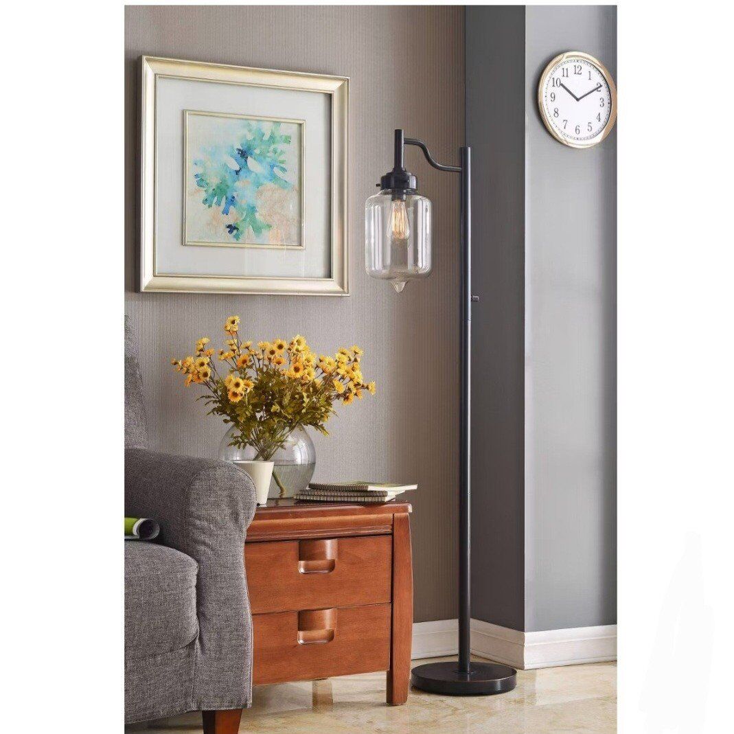 Kenroy Home Floor Lamp with Clear Glass Shade Orb