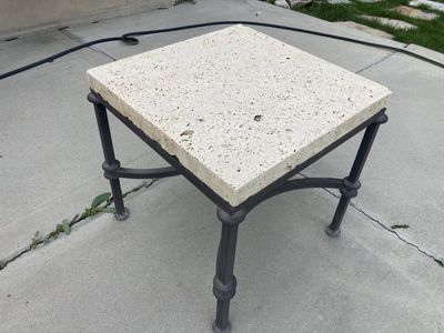 Fossilized seashell table 24"x24" with metal base