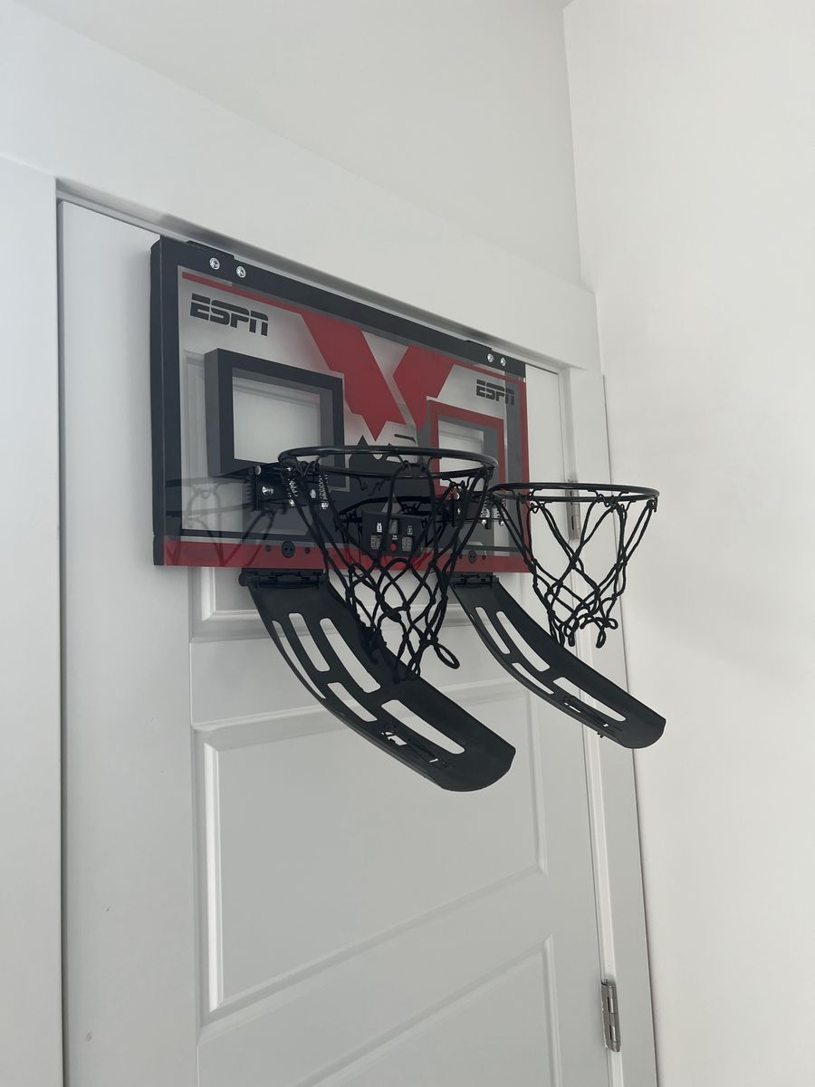 ESPN Dual Over-Door Basketball Hoop w/4 Balls | 2-Player | LED Scoreboard