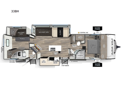 2026 Forest River RV Cherokee Alpha Wolf 33BH Travel Trailer Bath and a Half|Bunkhouse|Front Bedroom|Kitchen Island|Outdoor