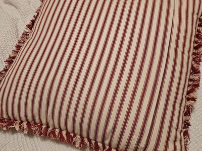 Red/white striped cotton decorative pillow, New