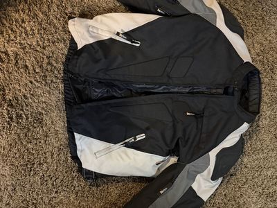 Xelement Motorcycle Jacket Black/White/Gray Armored Riding Gear