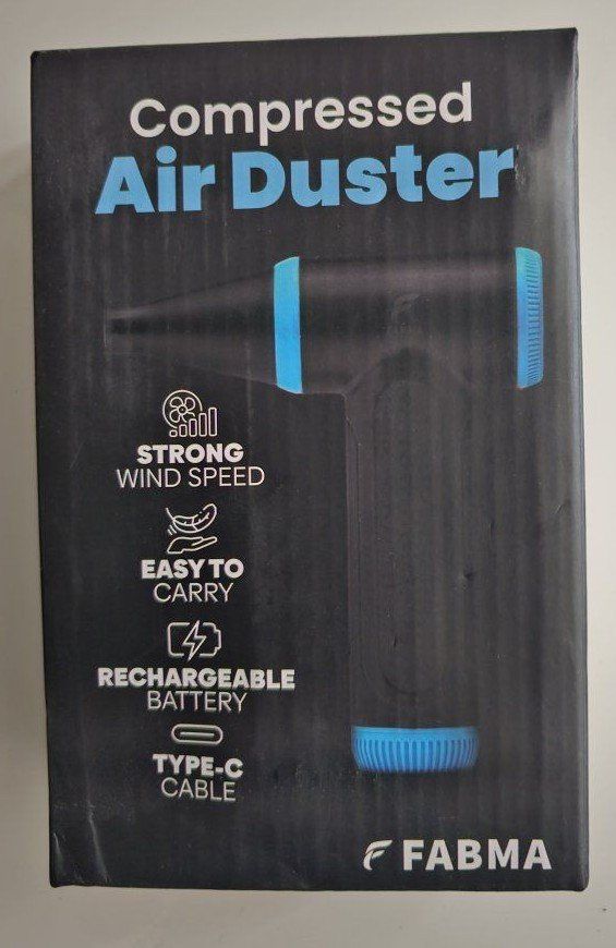 Fabma Rechargeable Compressed Air Duster with Strong Wind Speed, Type-C Cable