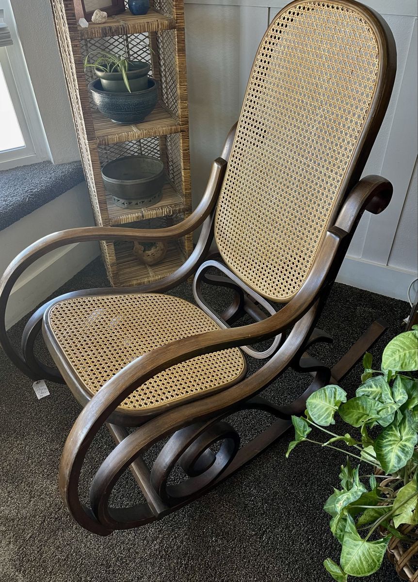 Vintage Bentwood Cane Rocking Chair Adult Size