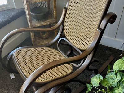 Vintage Bentwood Cane Rocking Chair Adult Size