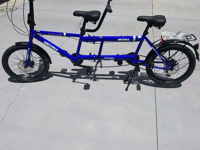 Mechna Cycling Folding Tandem Bike - Two-Person Blue Bicycle, Excellent Condition