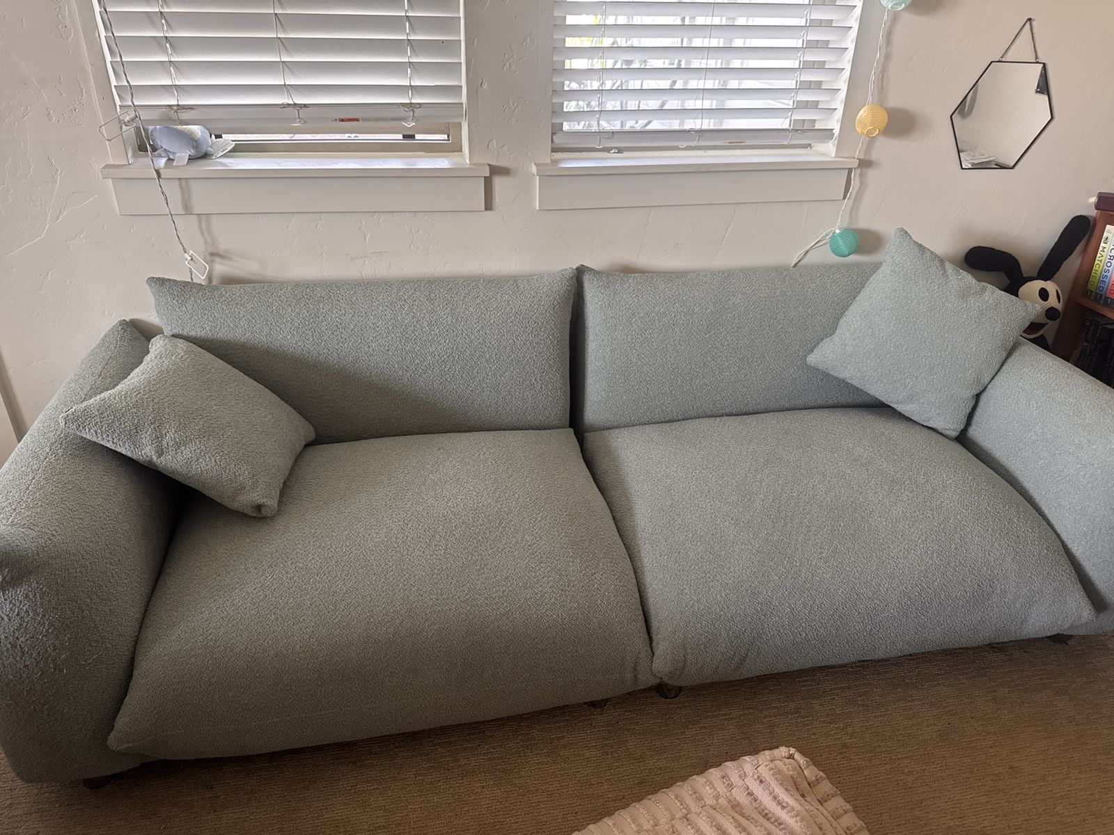 Mint green sofa