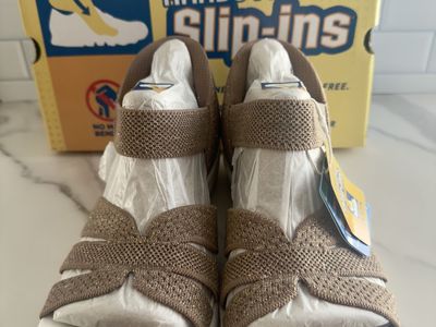 Skechers Slip-ins Sequin Knit Strappy Wedge Sandals