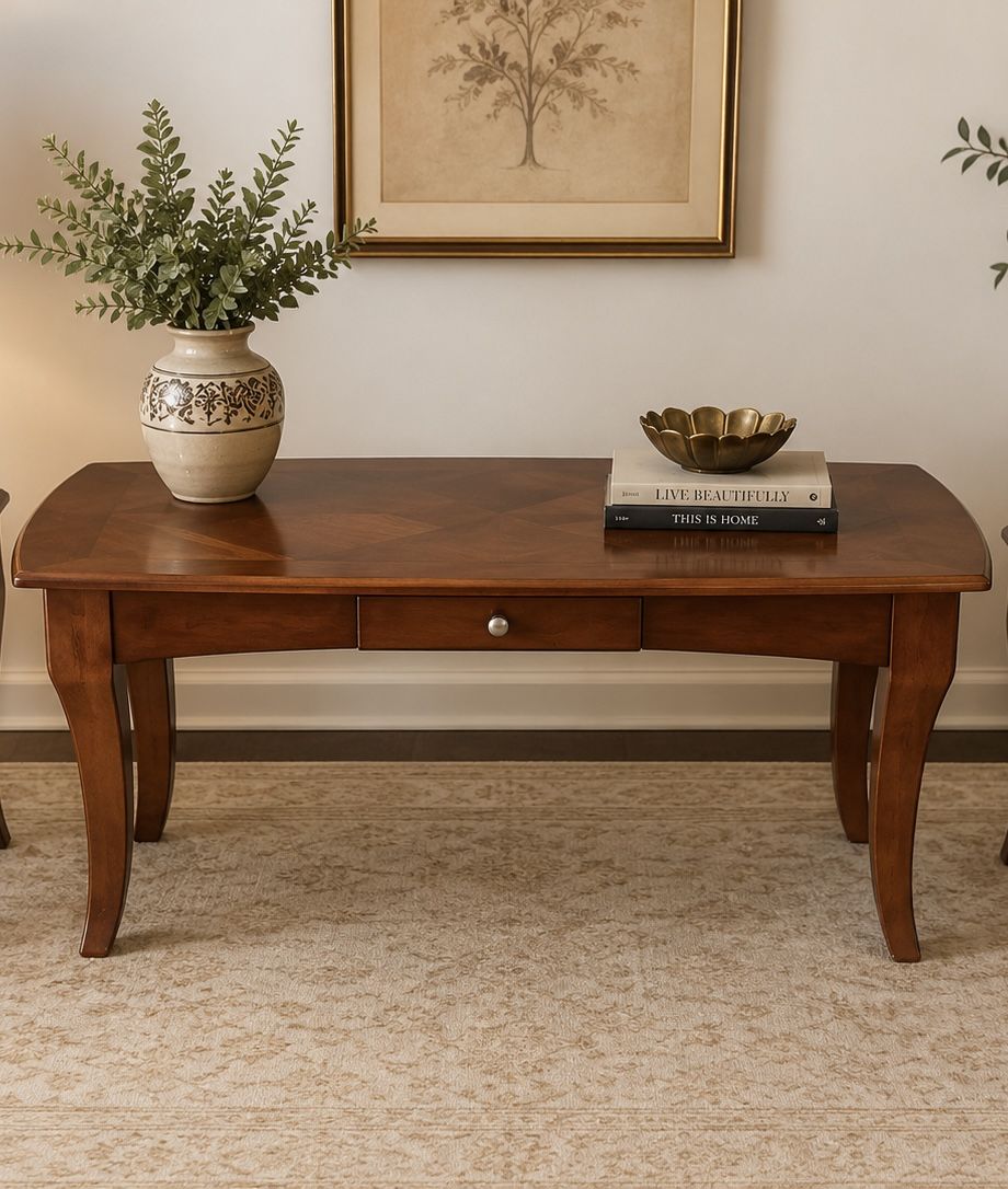 Elegant Wood Console Table / Desk with Drawer & Curved Legs - Versatile Home Furniture