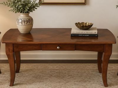 Elegant Wood Console Table / Desk with Drawer & Curved Legs - Versatile Home Furniture