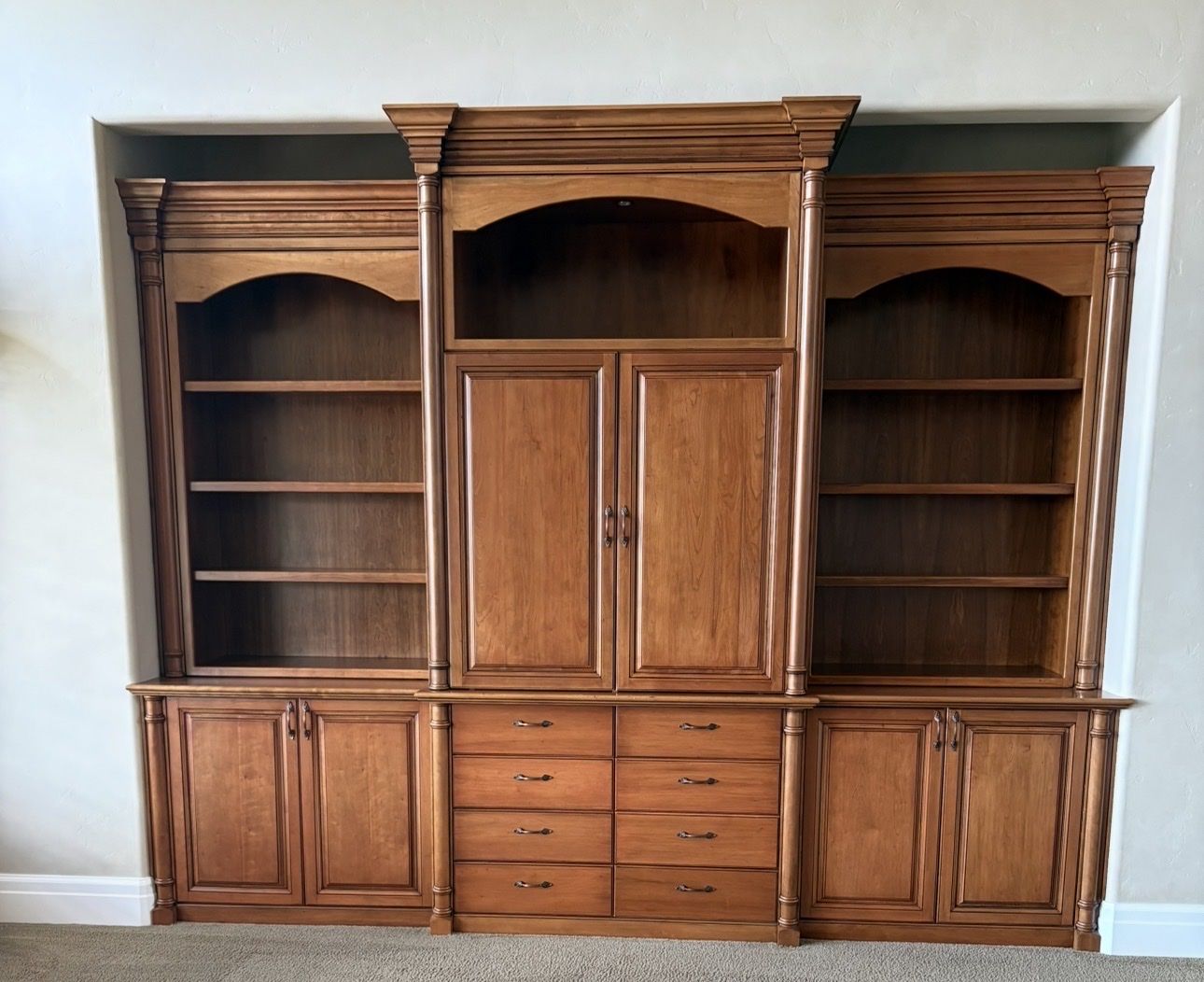 Custom Built-in Wall Unit, Bookcases, Cabinets & Drawers - Solid Wood Storage Solution